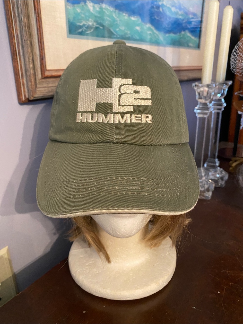 V! Hummer Khaki w/ cream Lettering color Baseball style Hat Cap Humvee Truck